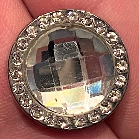 Snap Button Charm Gorgeous Silver Round Crystal Sparkle Snap - Picture 3 of 6